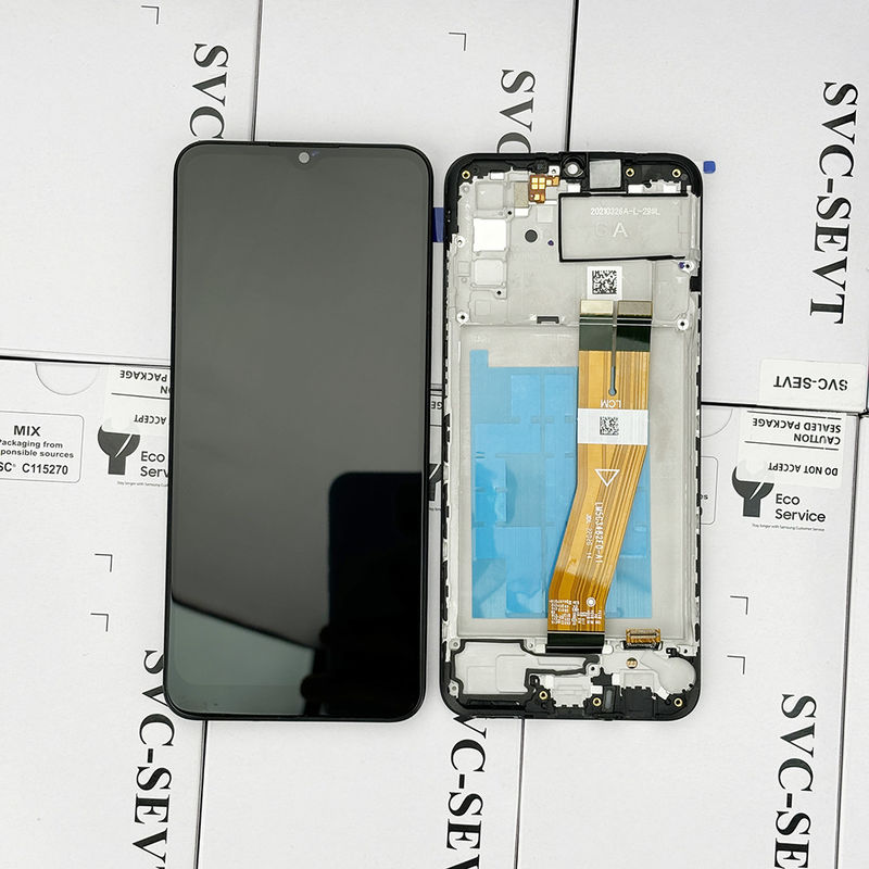 100% testé QC A02S LCD remplacement Anti-statique Sac Pack Affichage LCD mobile noir