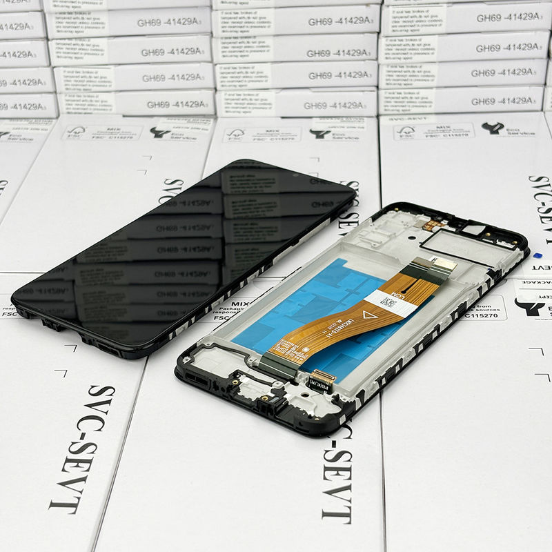 100% testé QC A02S LCD remplacement Anti-statique Sac Pack Affichage LCD mobile noir